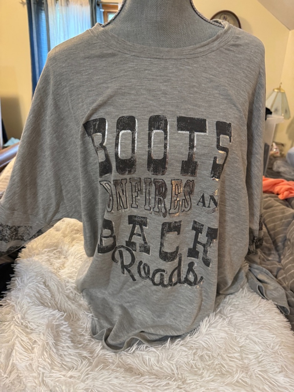 Maurices Gray Graphic 'Boots Bonfires and Back Roads' Tee